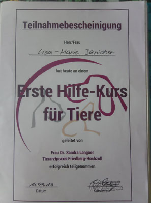 Zertifikat - Kleintier Ernährung